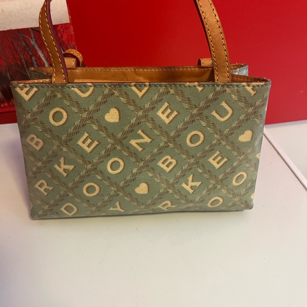 Dooney & Bourke Green and Tan Mini Tote